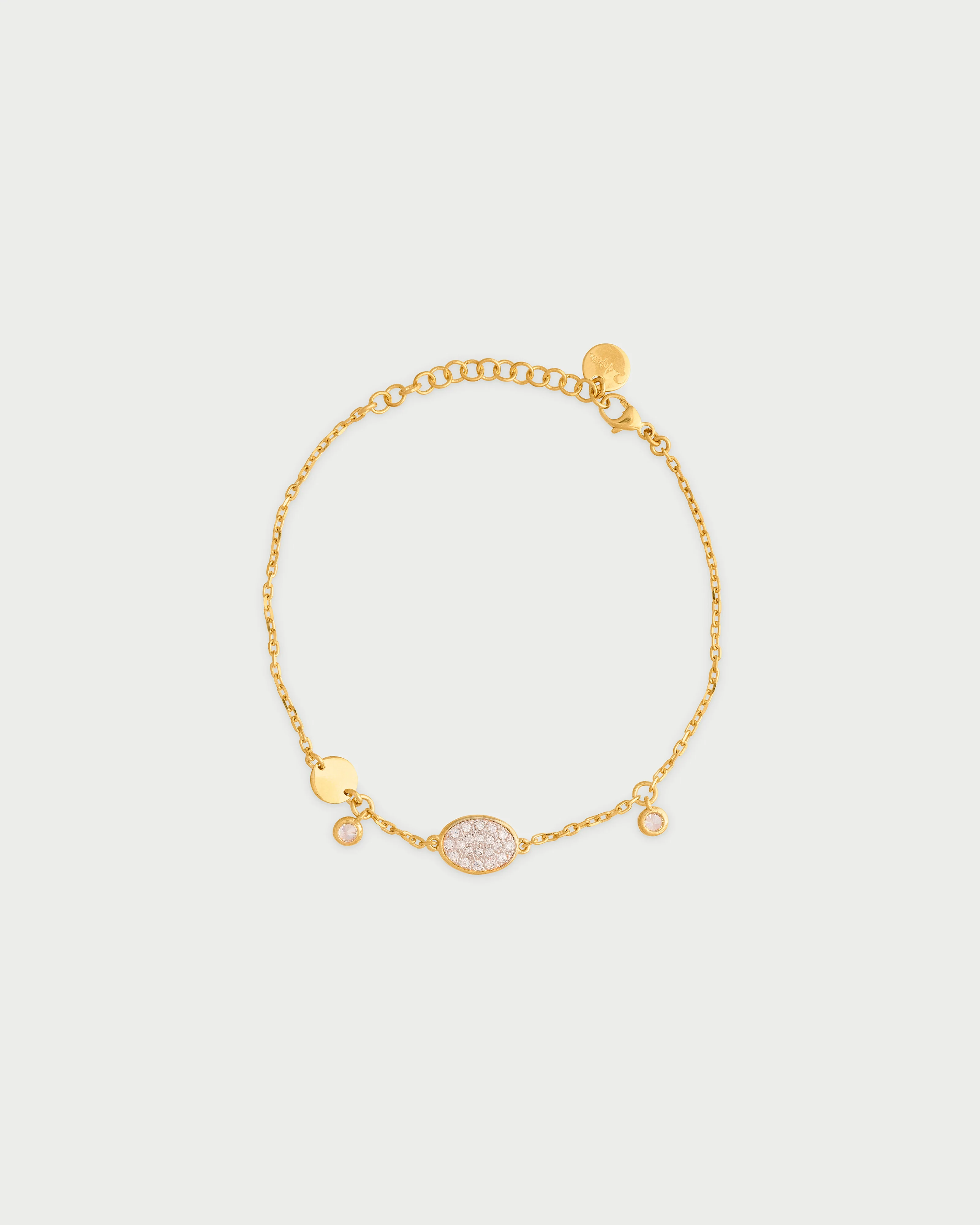 Bracciale catena e castone pendente ovale small pavè - SHAPES - Image 3