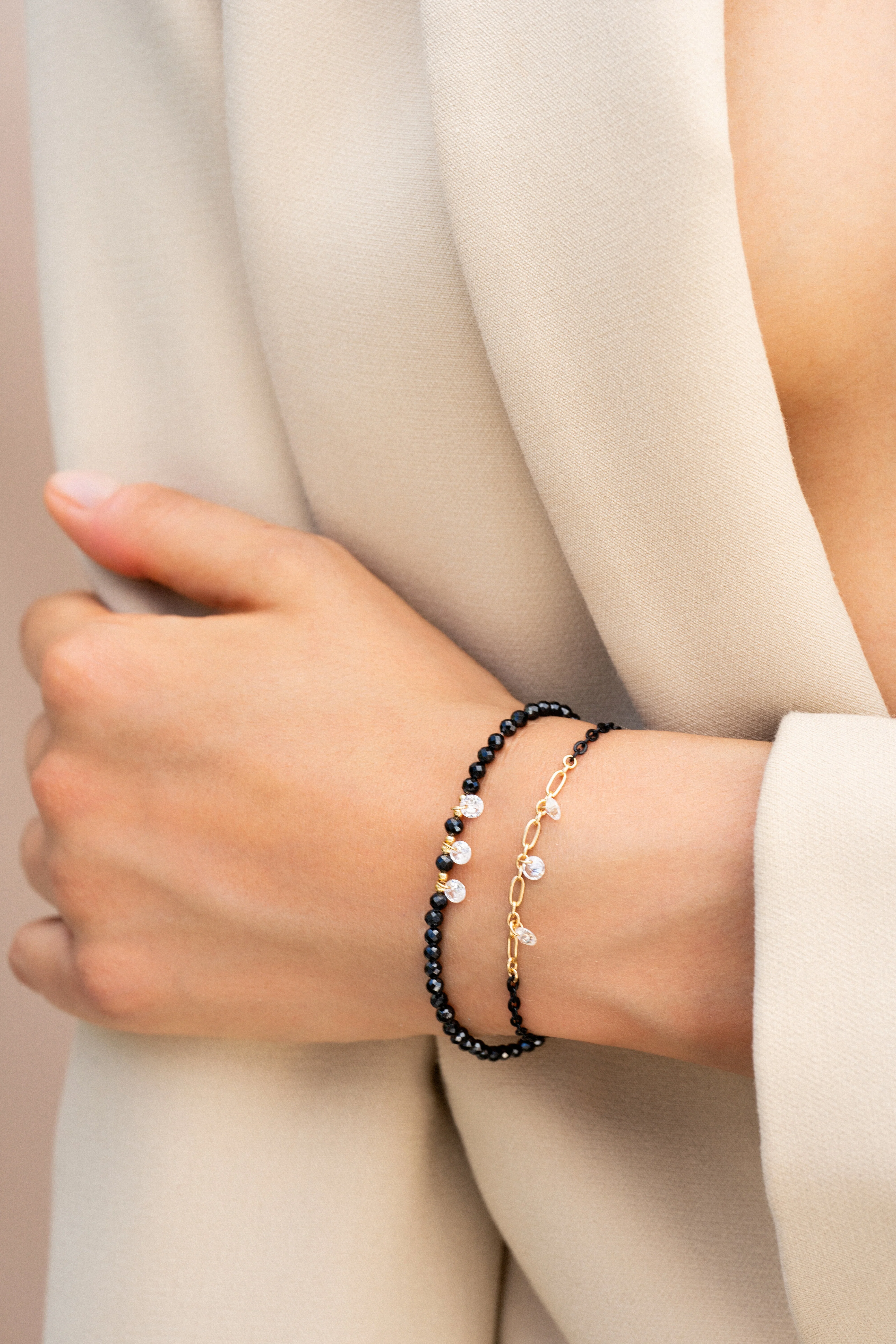 Bracciale elastico zirconi milky - Image 9