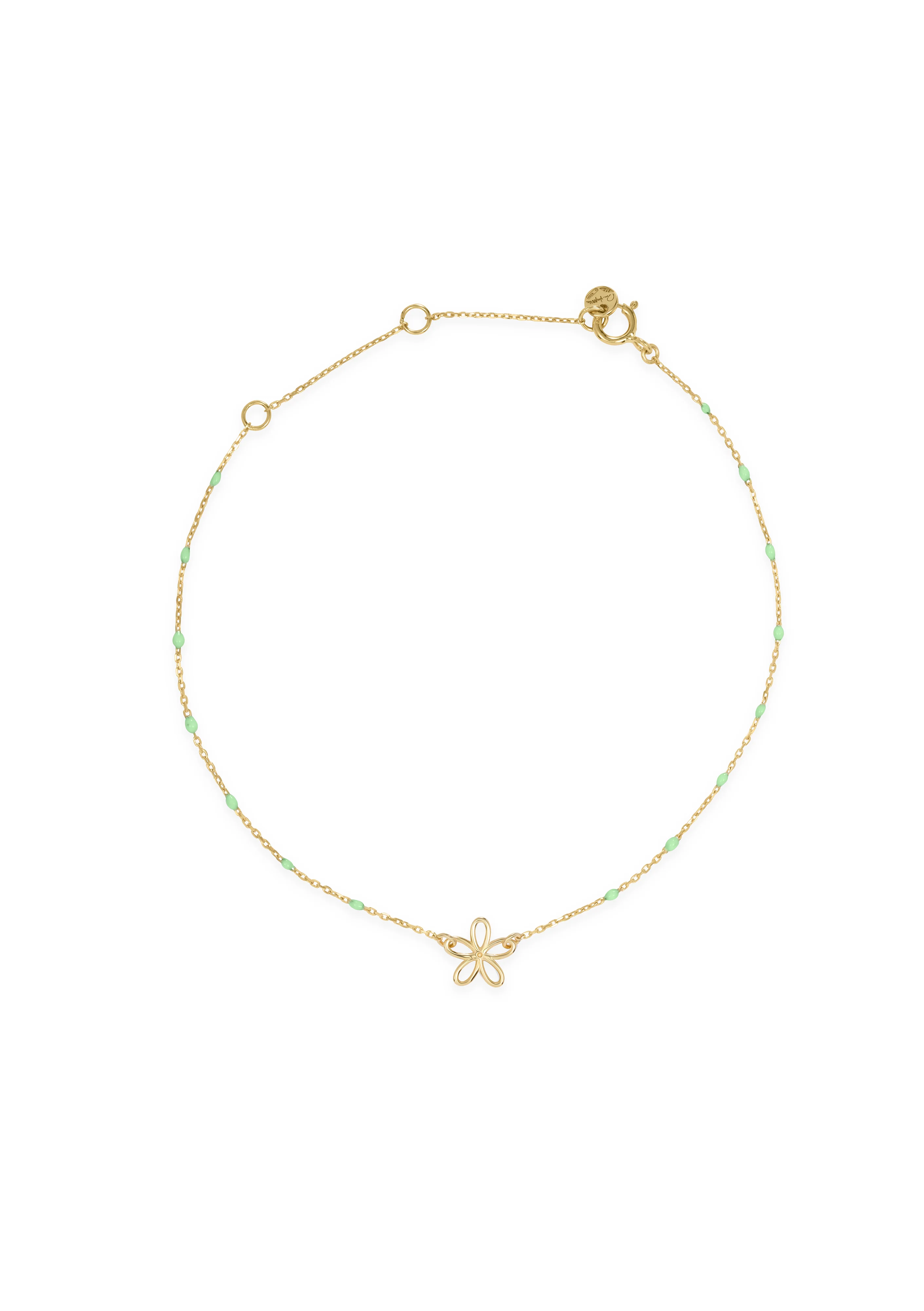 Bracciale fiore traforato e catena semino smaltato - ORO18KT - Image 5