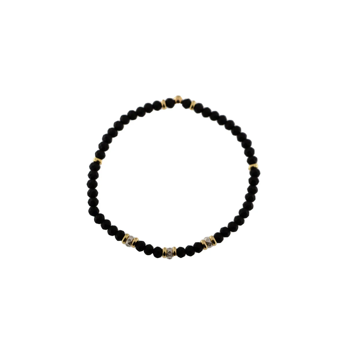 Braccialetto elastico pietre satinate nere - TANGLE