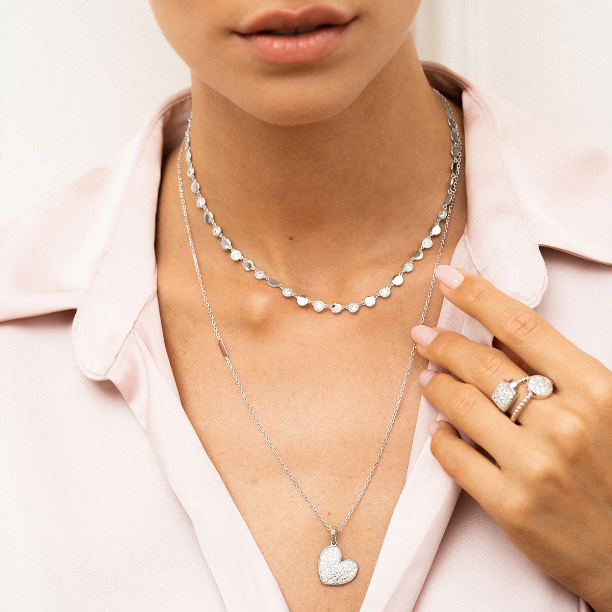 Ciondolo con choker rosa cuore pavè oversized - STARDUST TEN - Image 6