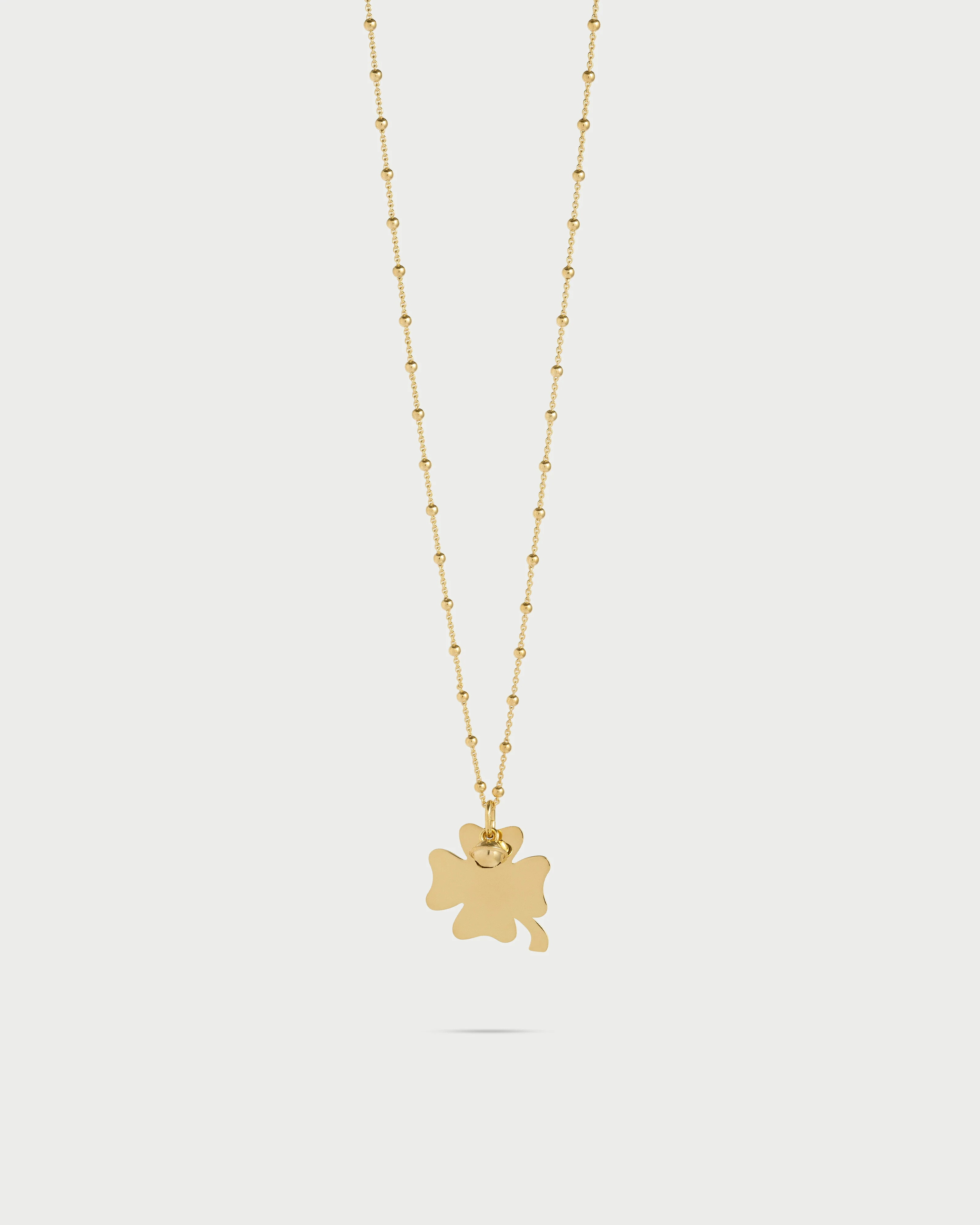Collana a Pallini con Ciondolo Quadrifoglio