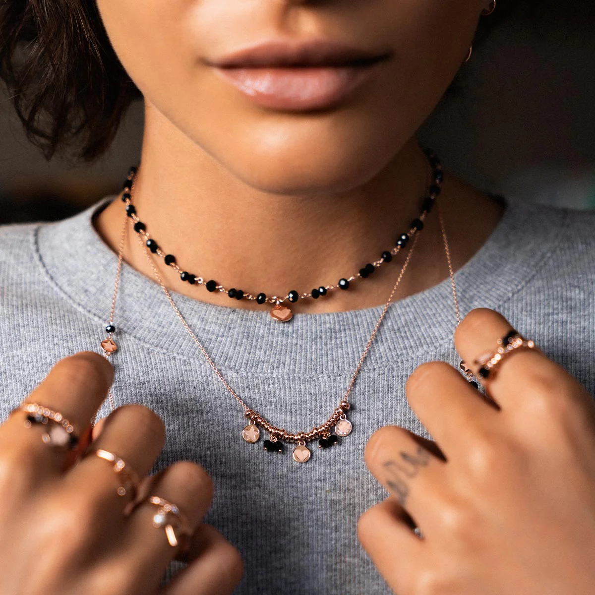 COLLANA DOPPIA CATENA - GIPSY TIERRA BLACK - Image 5