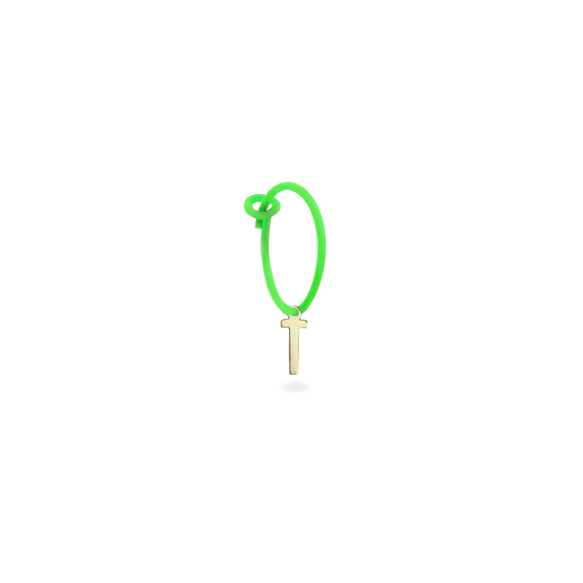 Mono-orecchino lettera hoop verde fluo - ORO18KT - Image 16